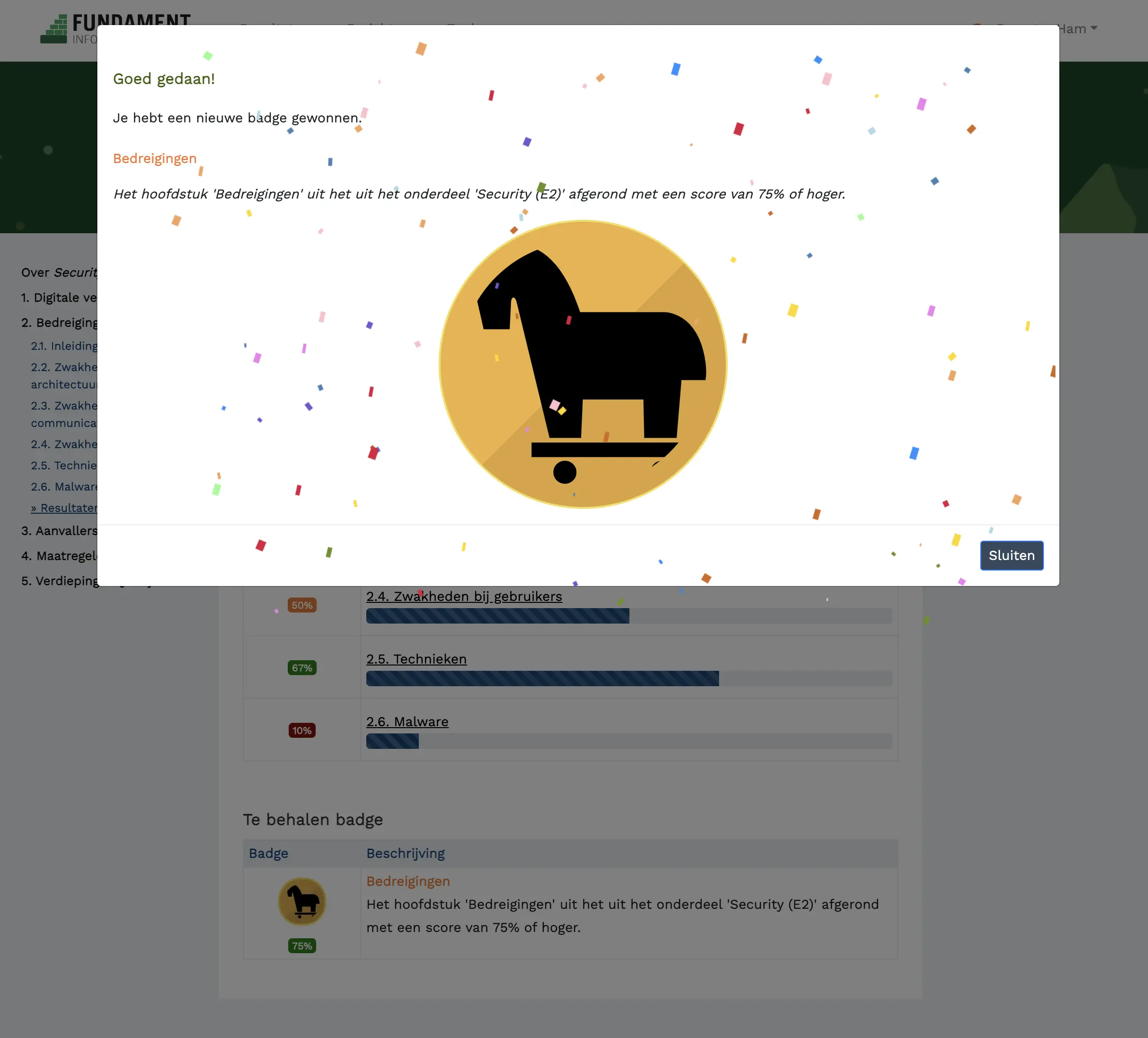 Screenshot van de bages-pagina